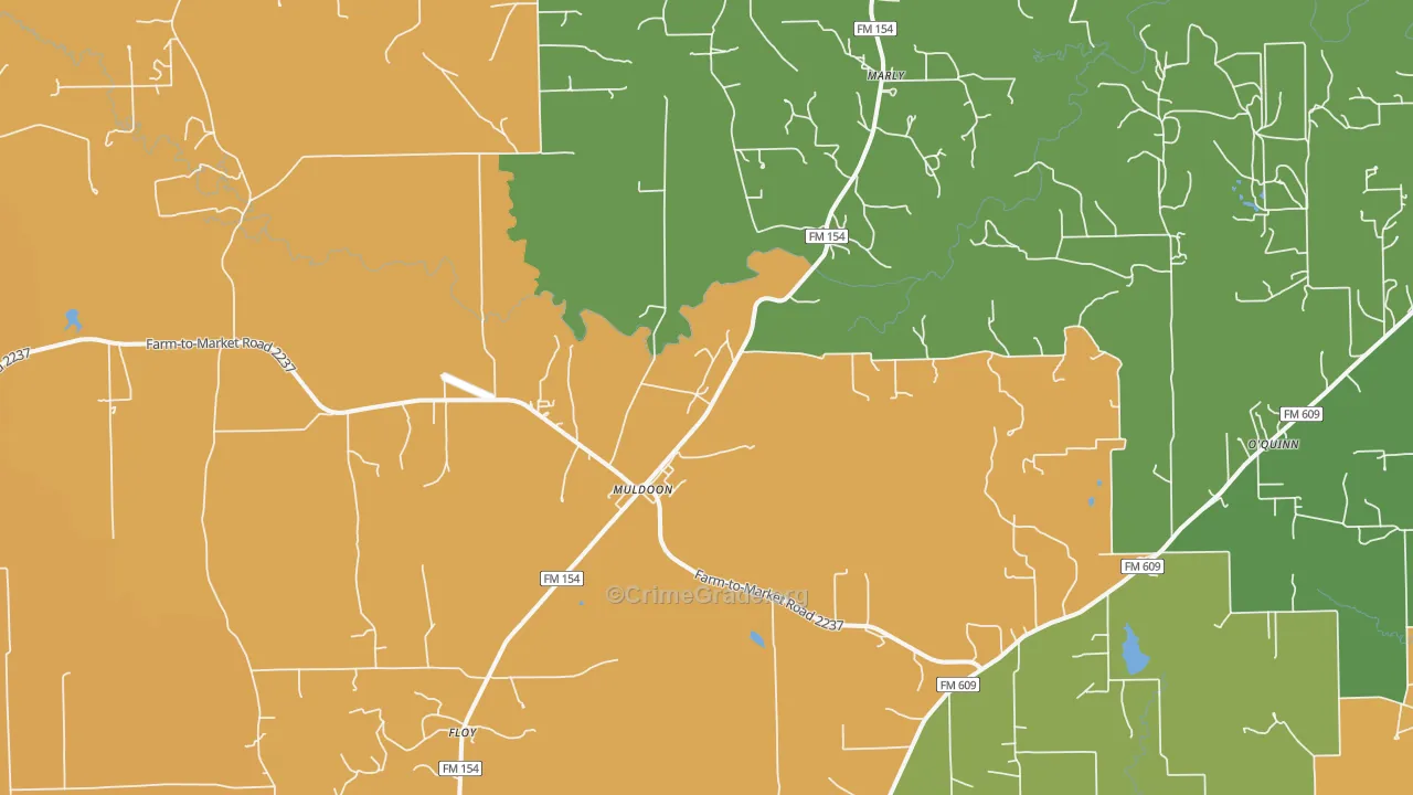 Muldoon, TX Map of Drug-Related Crime Rates