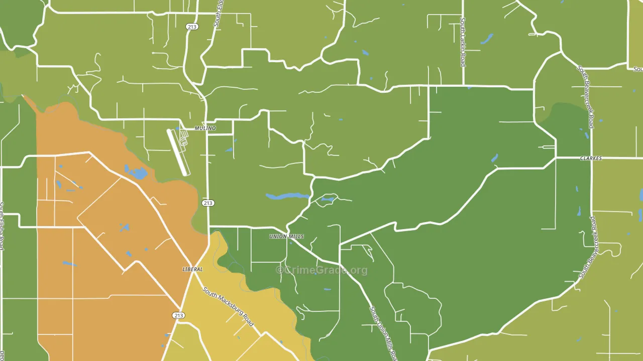 Mulino, OR Map of Drug-Related Crime Rates