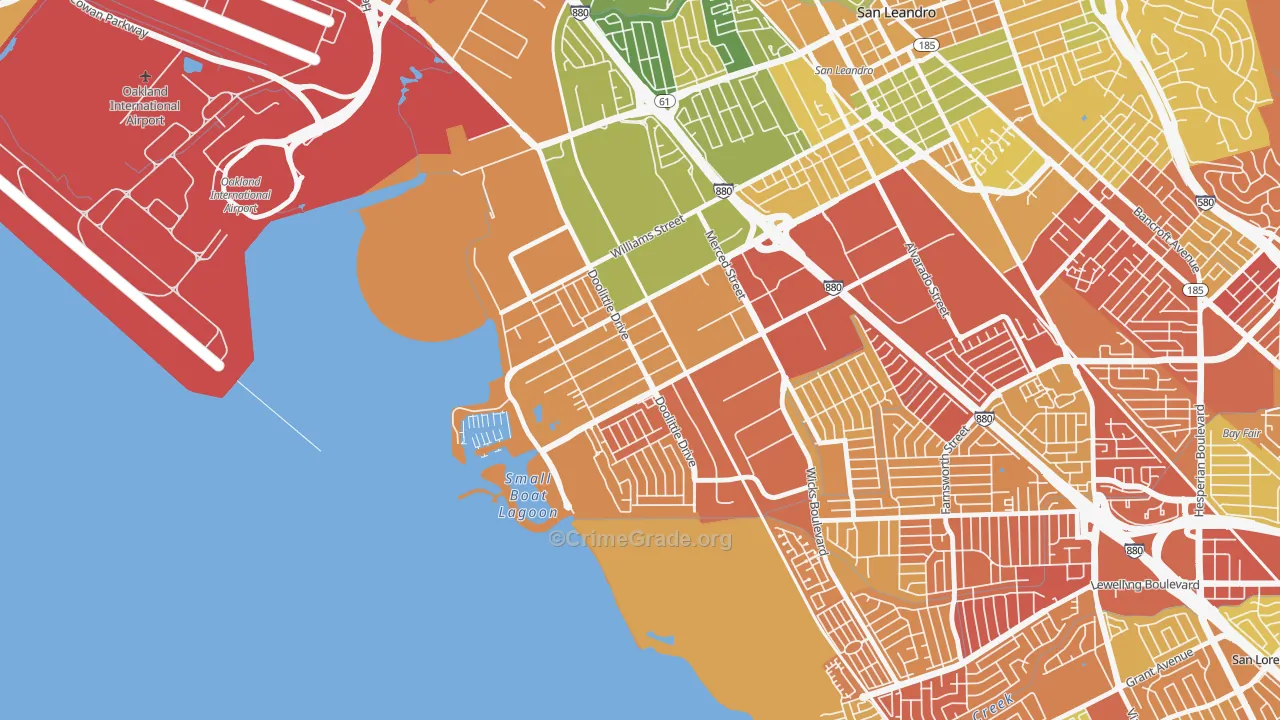 Mullford Gardens, San Leandro, CA Map of Drug-Related Crime Rates