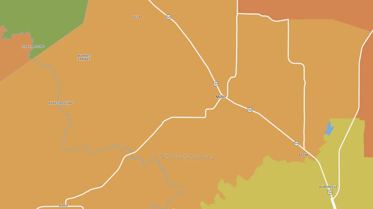 Mullin, TX Map of Drug-Related Crime Rates