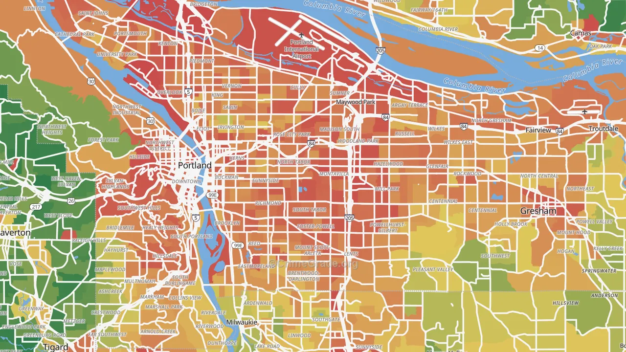 Multnomah County, OR Map of Drug-Related Crime Rates
