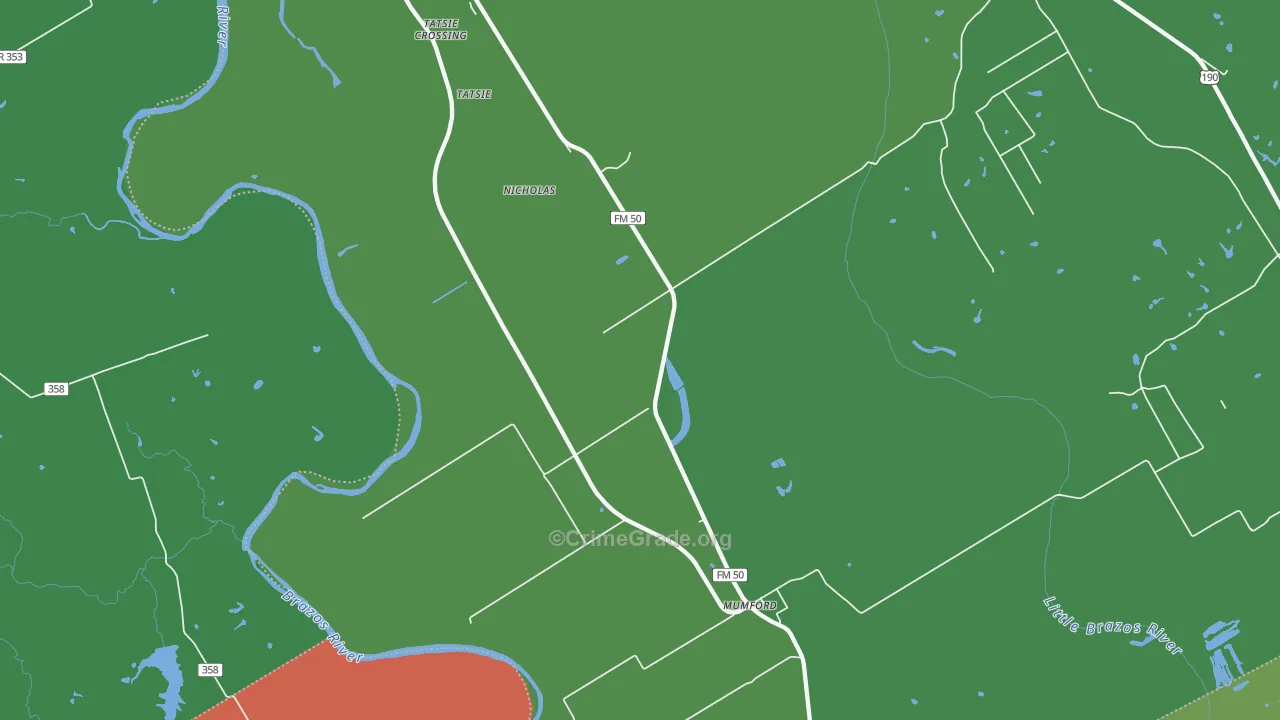 Mumford, TX Map of Drug-Related Crime Rates