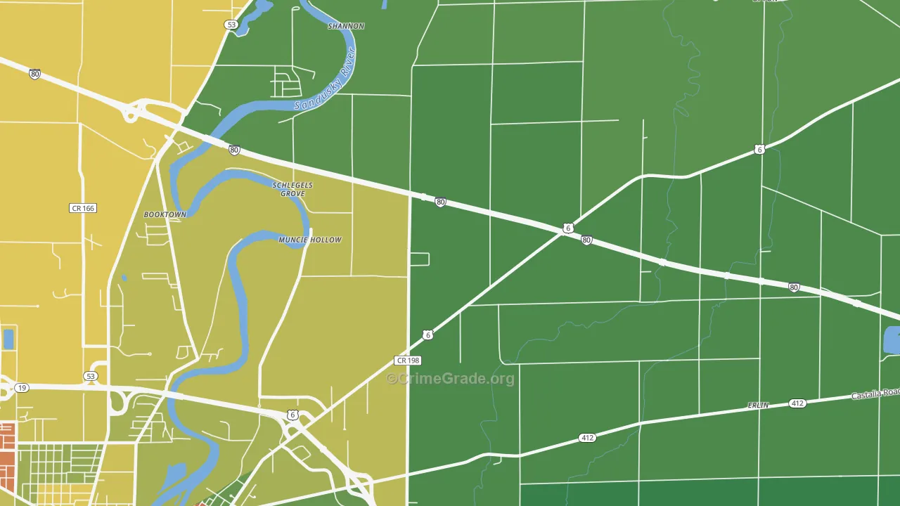 Muncie Hollow, OH Map of Drug-Related Crime Rates