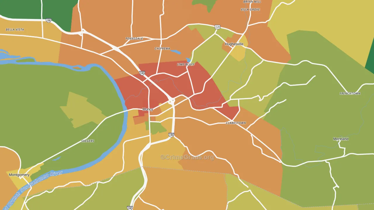 Muncy, PA Map of Drug-Related Crime Rates