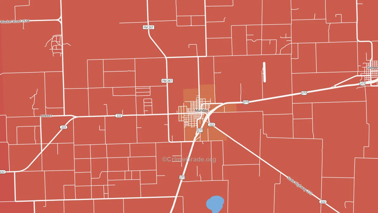 Munday, TX Map of Drug-Related Crime Rates
