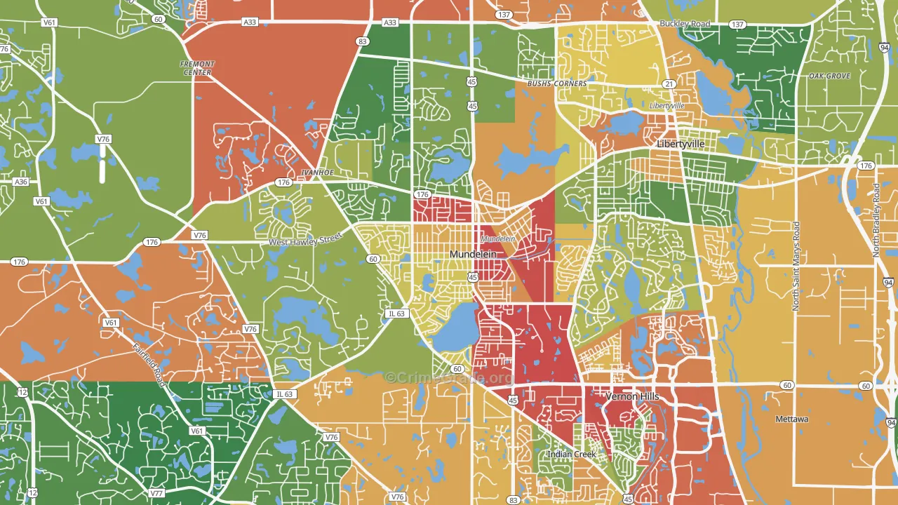 Mundelein, IL Map of Drug-Related Crime Rates