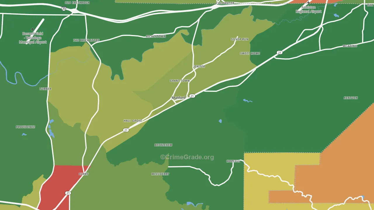 Munford, AL Map of Drug-Related Crime Rates