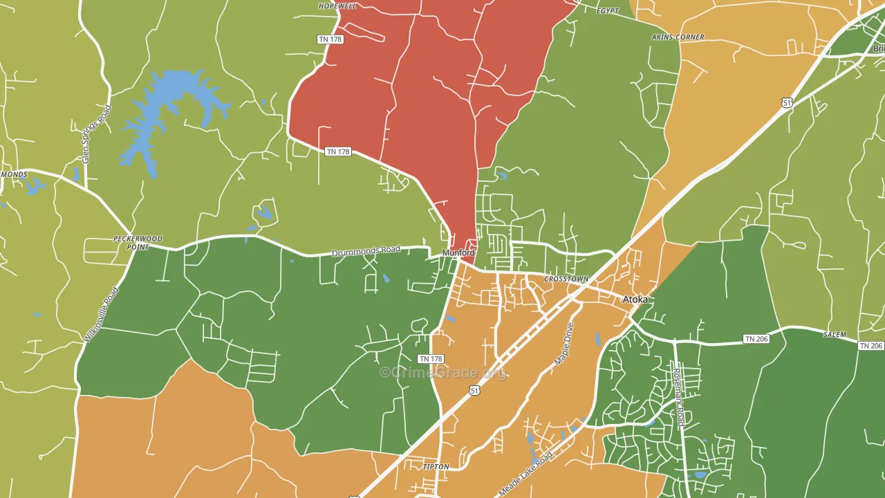 Munford, TN Map of Drug-Related Crime Rates