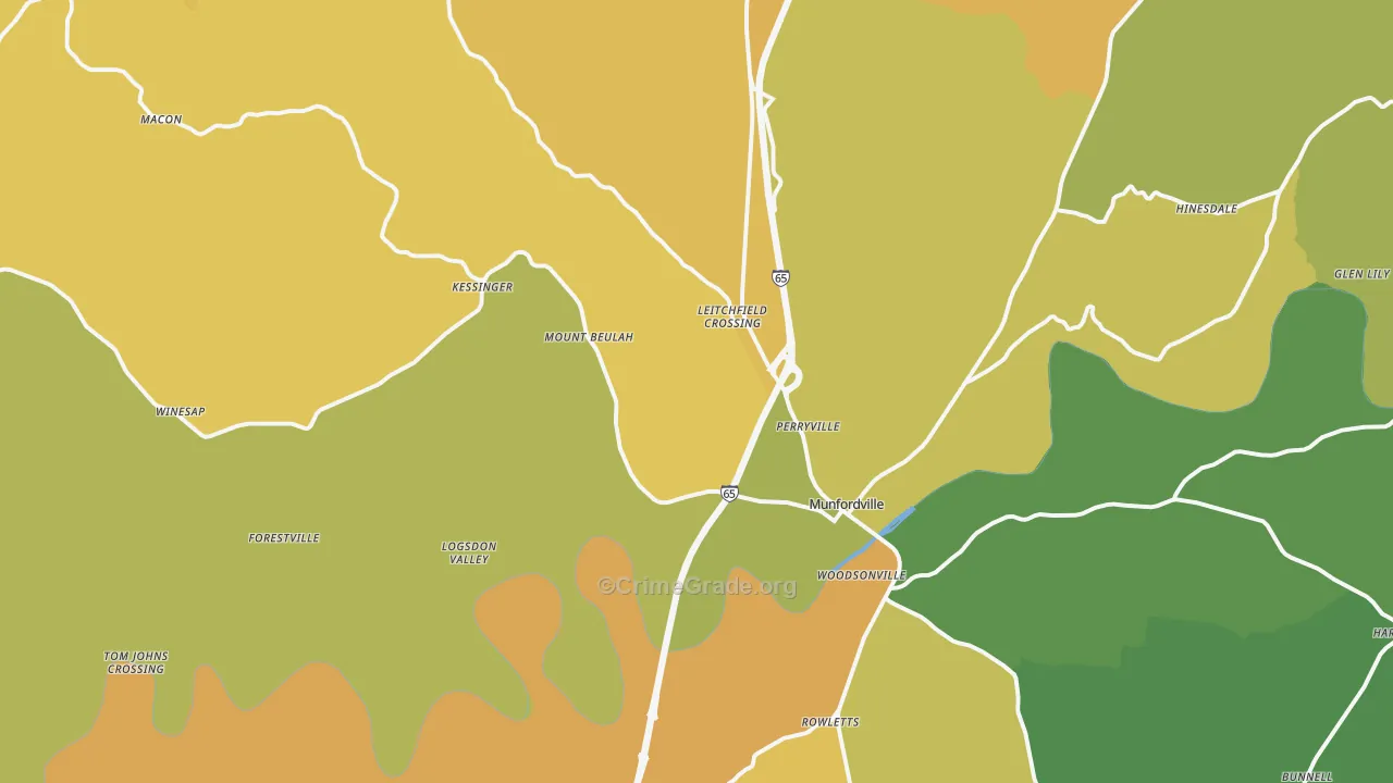 Munfordville, KY Map of Drug-Related Crime Rates
