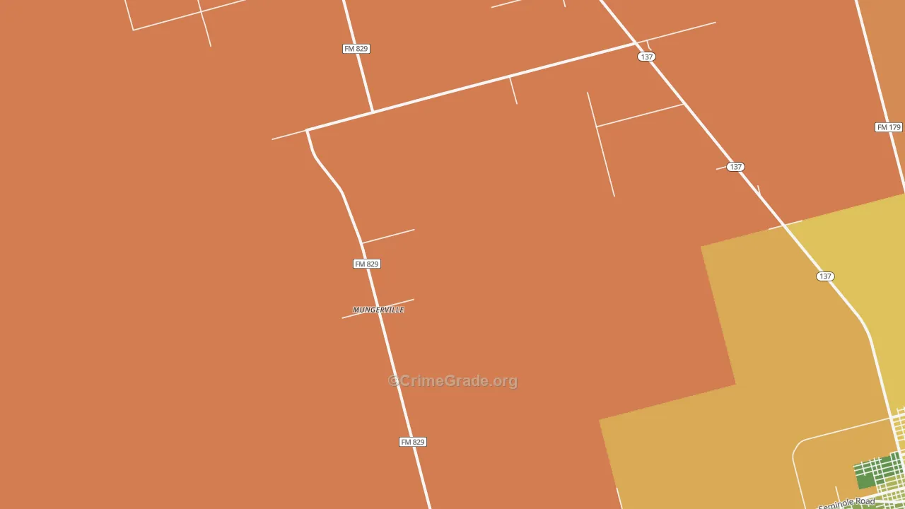Mungerville, TX Map of Drug-Related Crime Rates