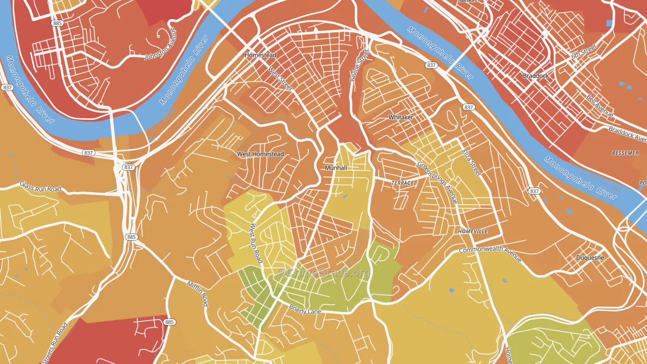 Munhall, PA Map of Drug-Related Crime Rates