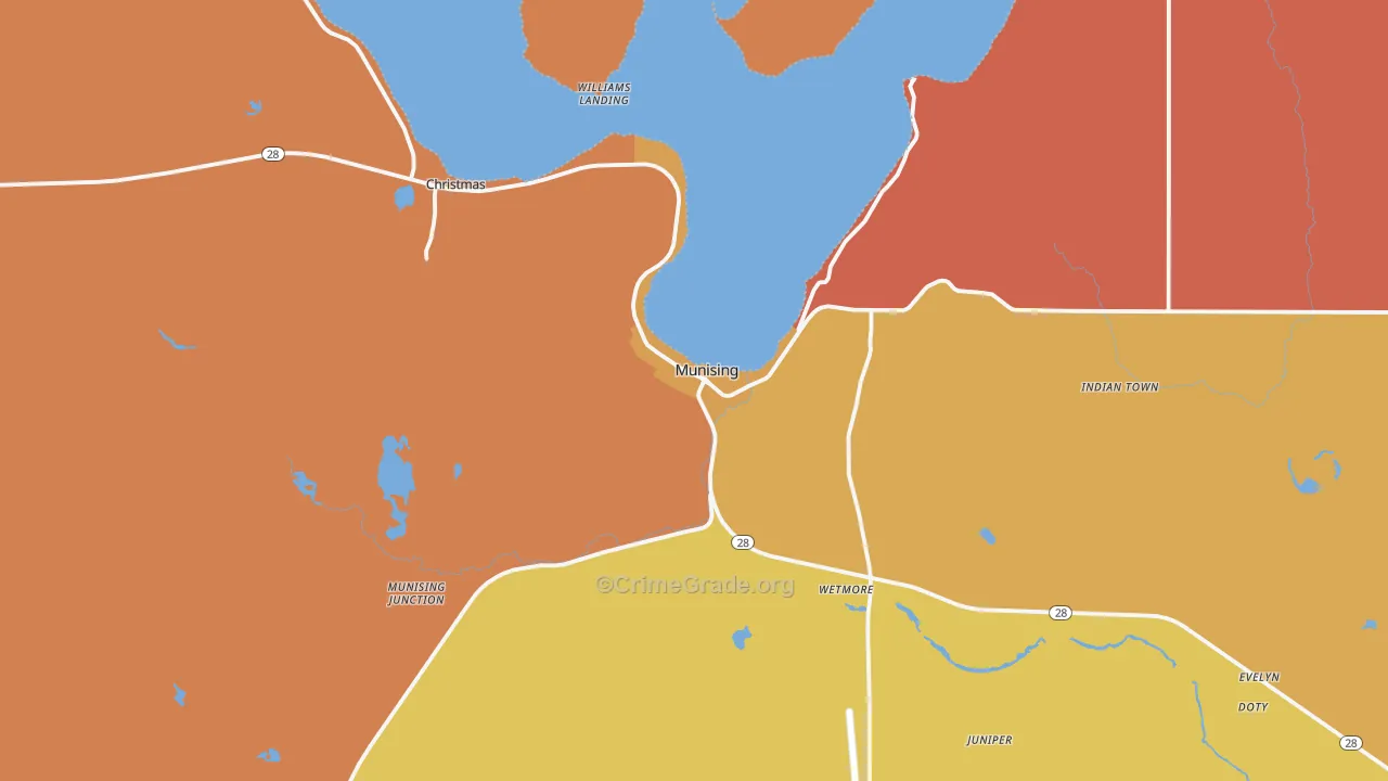 Munising, MI Map of Drug-Related Crime Rates