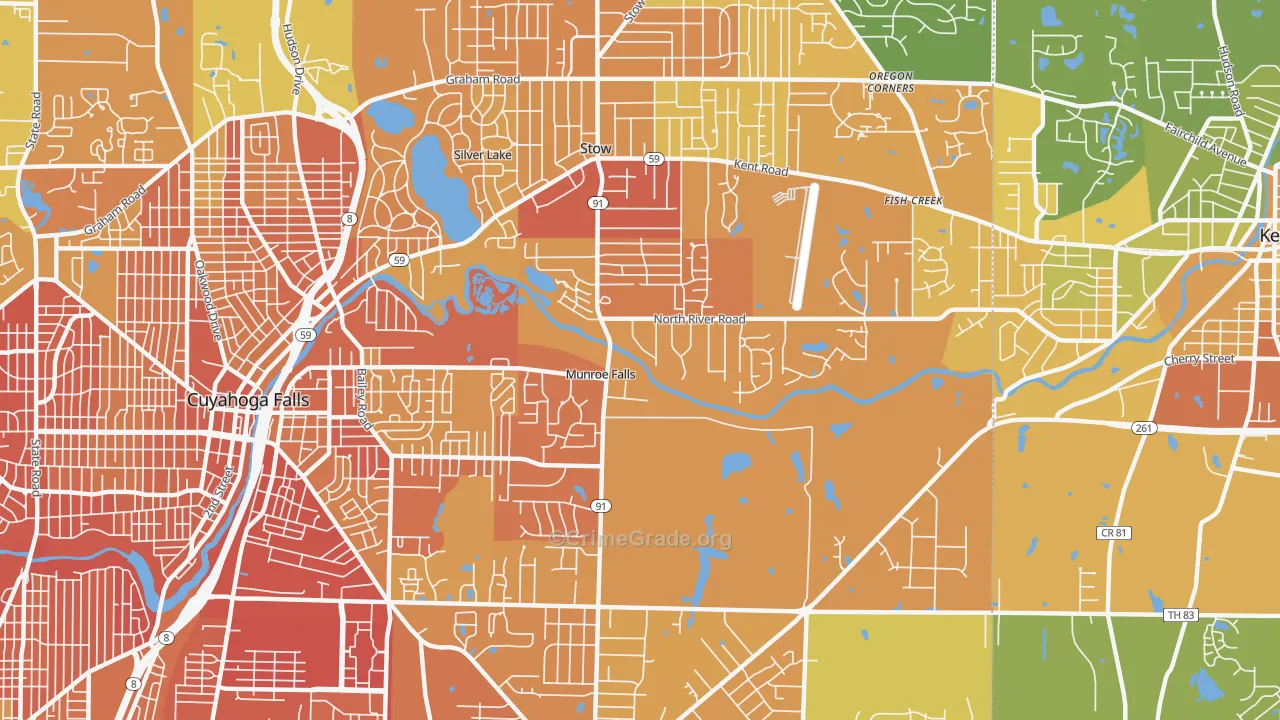 Munroe Falls, OH Map of Drug-Related Crime Rates