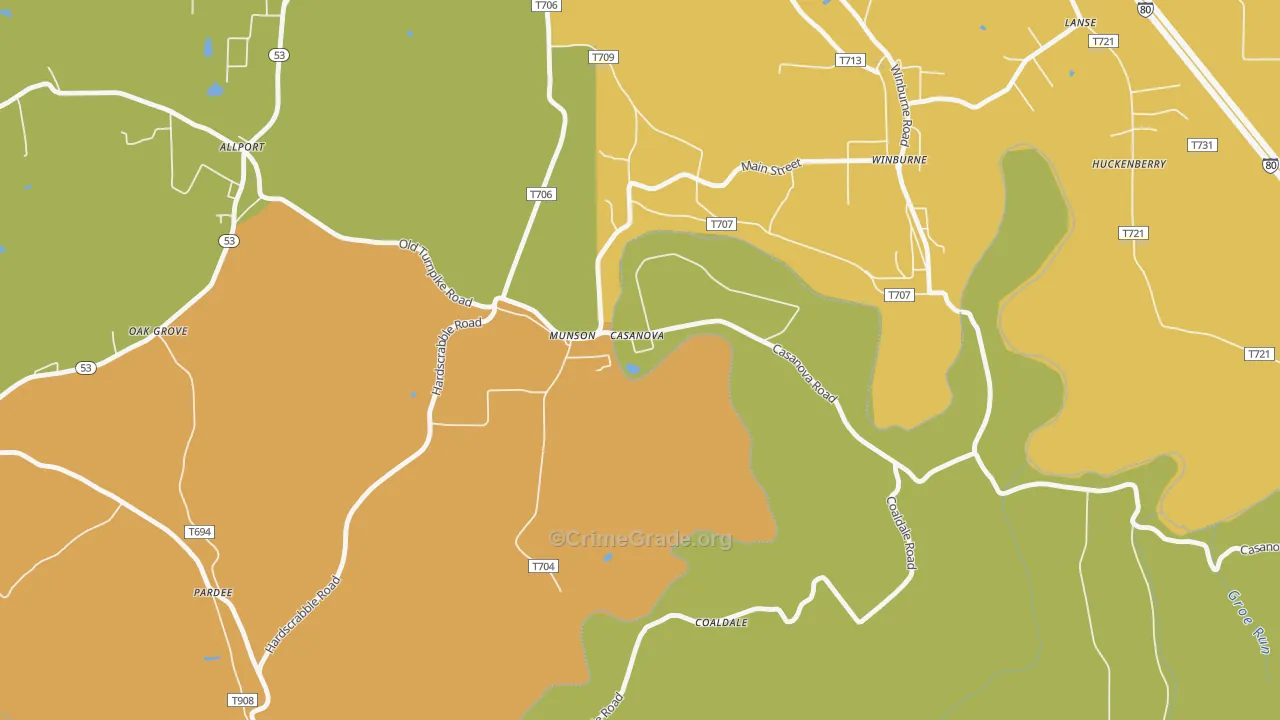 Munson, PA Map of Drug-Related Crime Rates