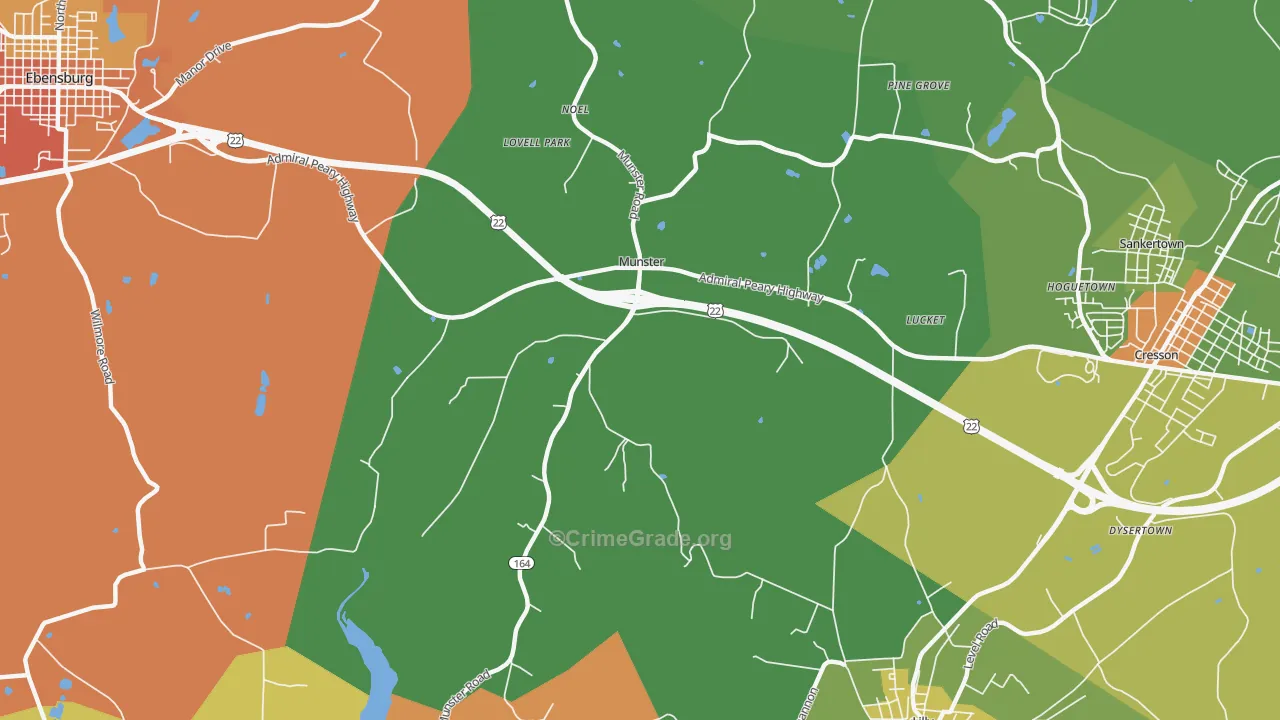 Munster, PA Map of Drug-Related Crime Rates