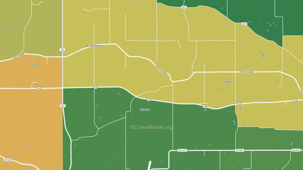 Munterville, IA Map of Drug-Related Crime Rates