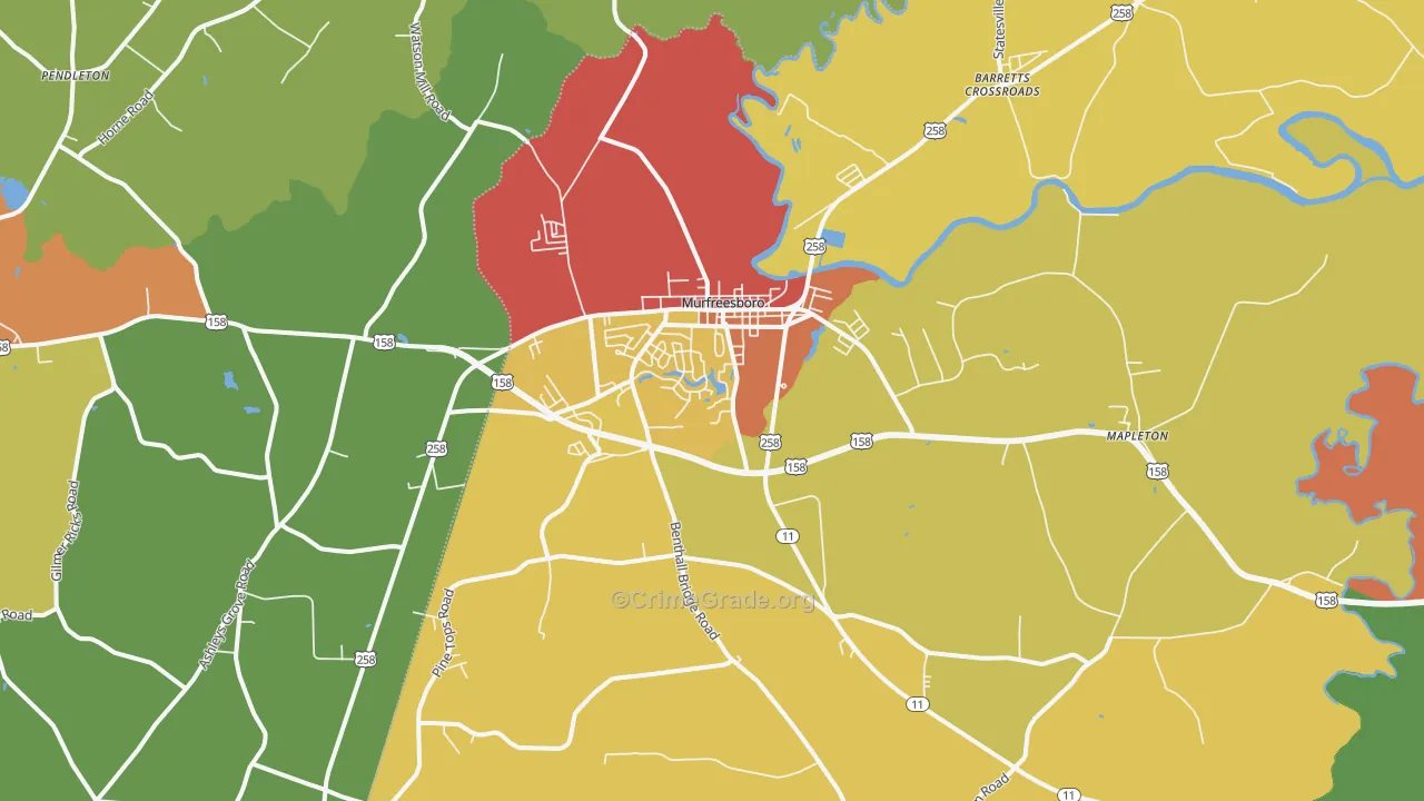Murfreesboro, NC Map of Drug-Related Crime Rates