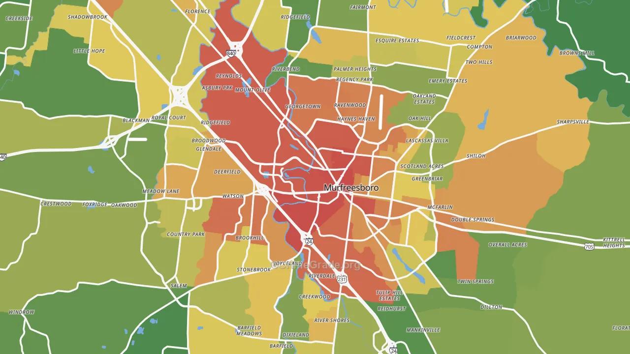 Murfreesboro, TN Map of Drug-Related Crime Rates