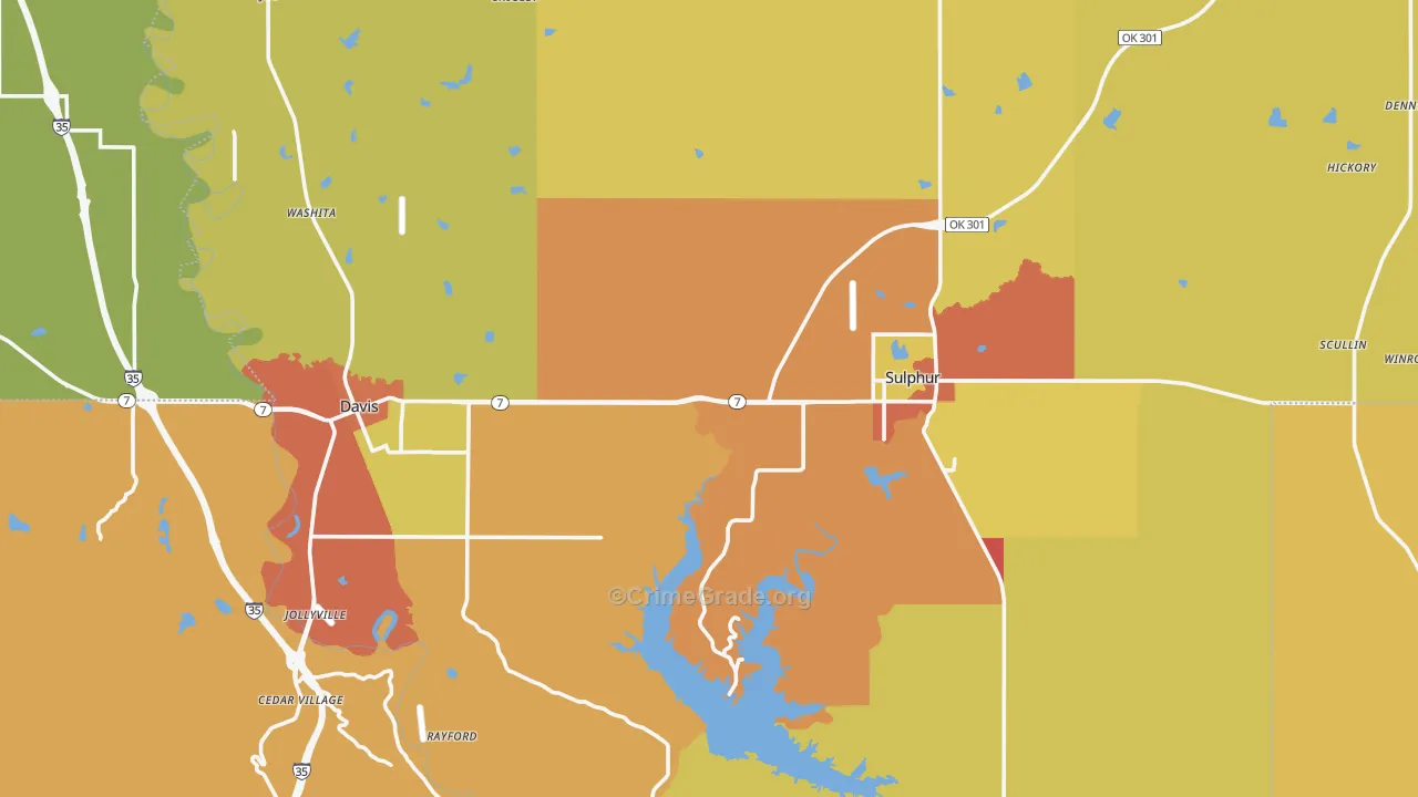 Murray County, OK Map of Drug-Related Crime Rates