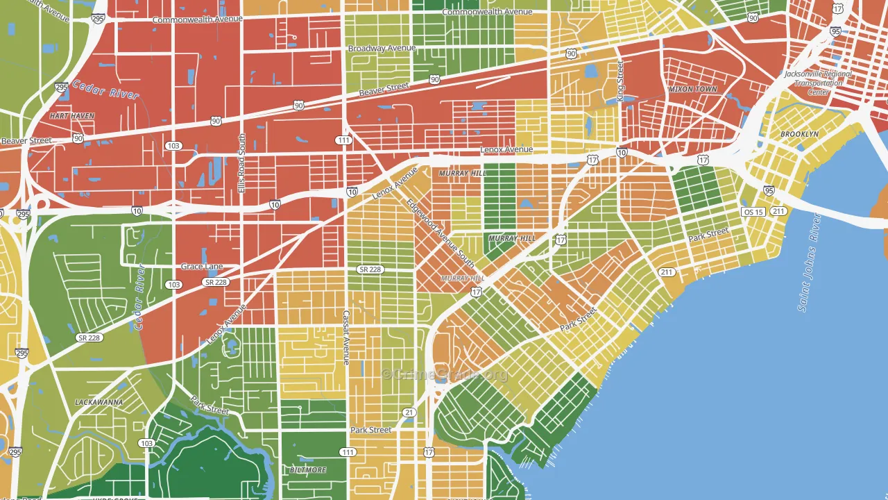 Murray Hill, Jacksonville, FL Map of Drug-Related Crime Rates