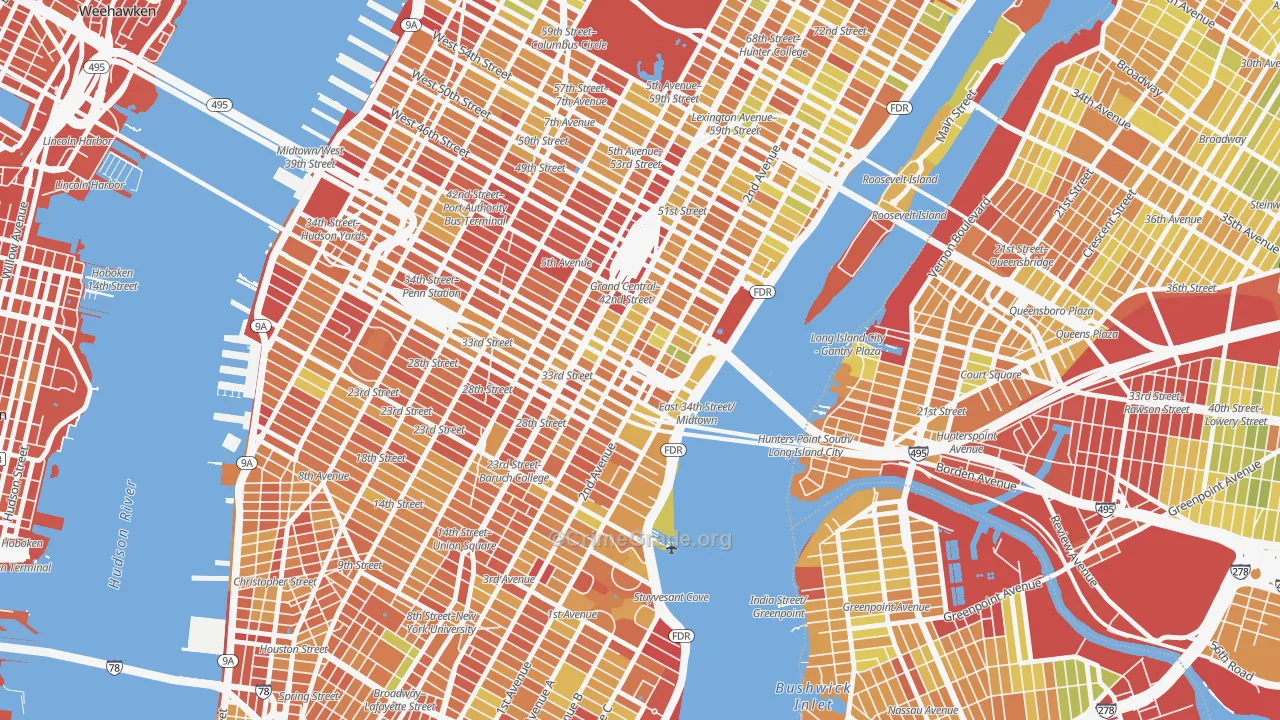 Murray Hill, Manhattan, NY Map of Drug-Related Crime Rates