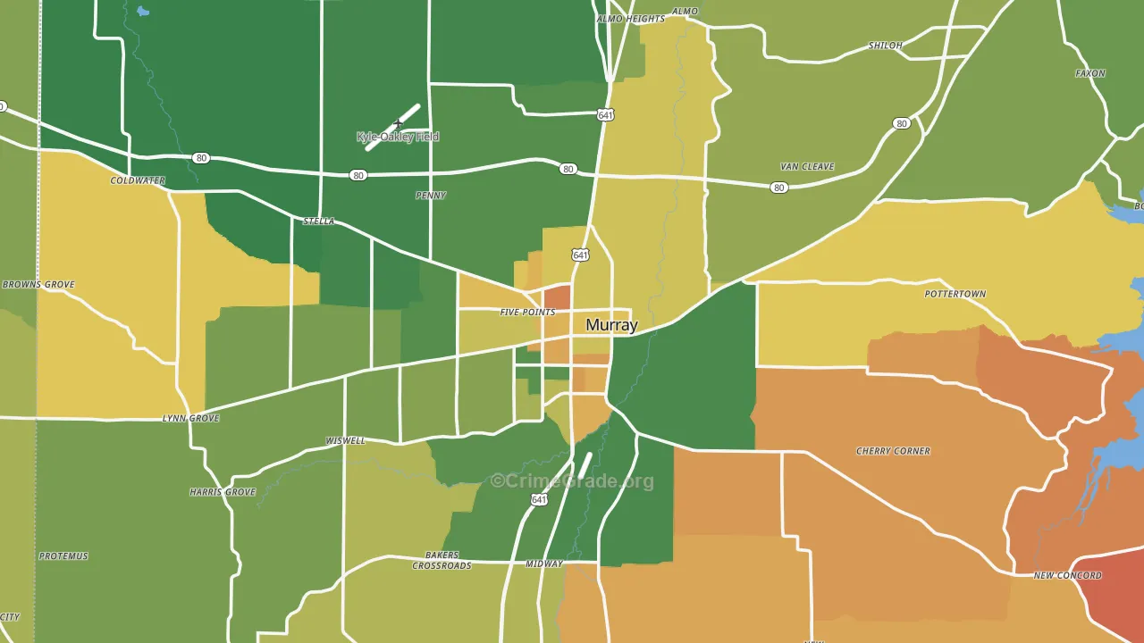Murray, KY Map of Drug-Related Crime Rates