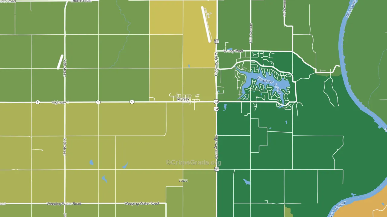 Murray, NE Map of Drug-Related Crime Rates