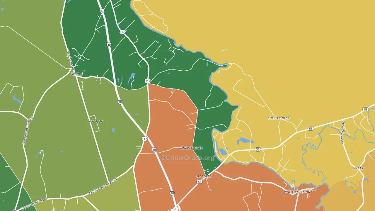 Murray Town, NC Map of Drug-Related Crime Rates