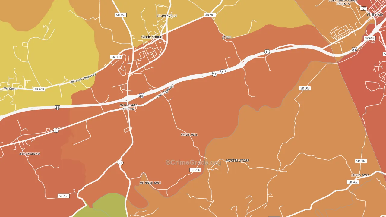 Murrayfield, VA Map of Drug-Related Crime Rates