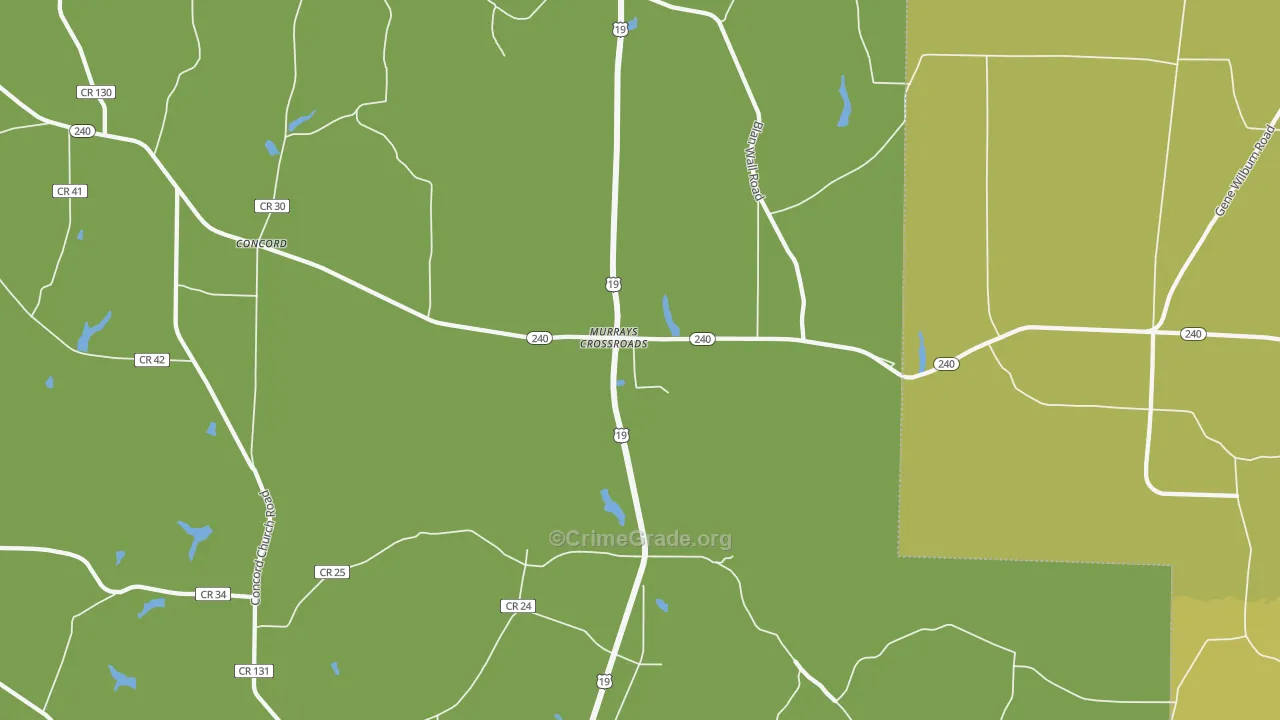 Murrays Crossroads, GA Map of Drug-Related Crime Rates