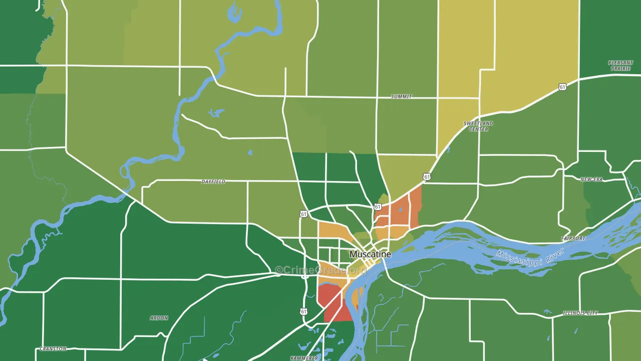 Muscatine County, IA Map of Drug-Related Crime Rates