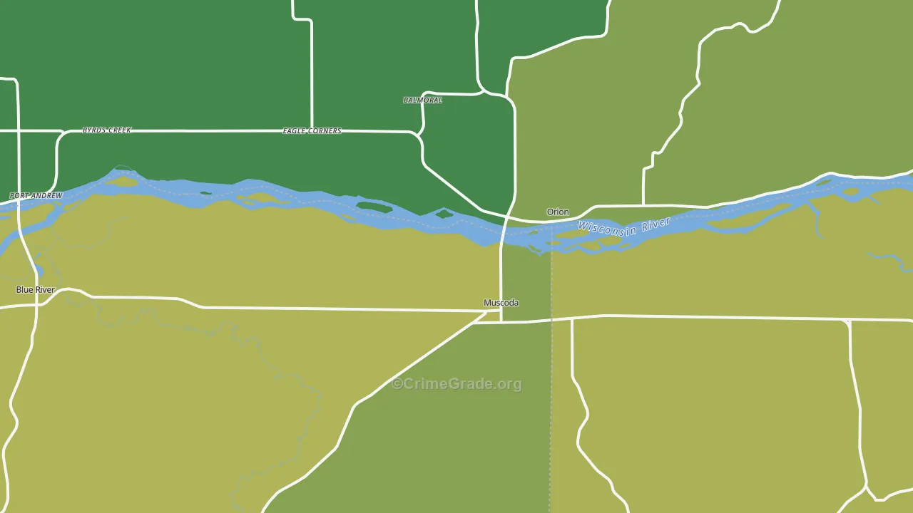 Muscoda, WI Map of Drug-Related Crime Rates