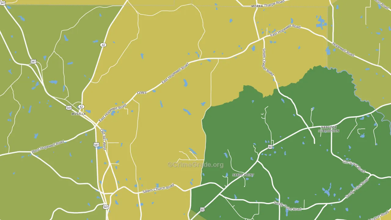 Musella, GA Map of Drug-Related Crime Rates
