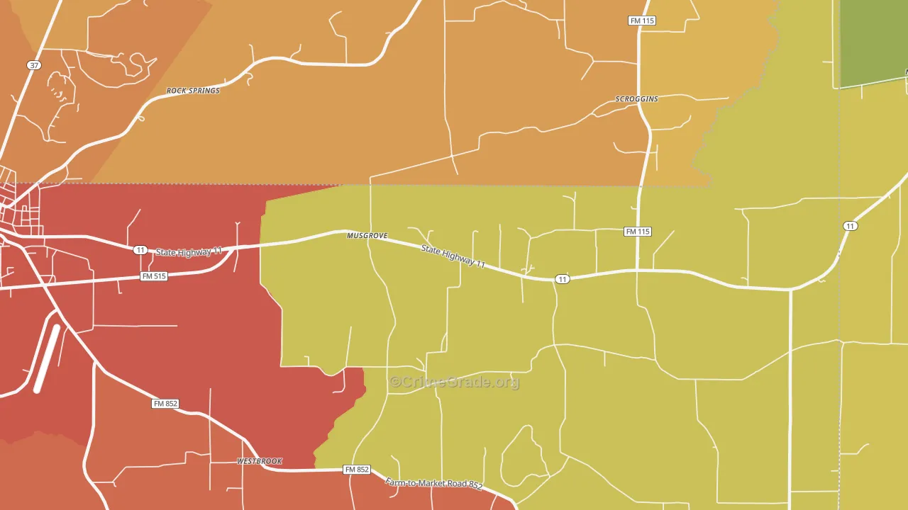 Musgrove, TX Map of Drug-Related Crime Rates