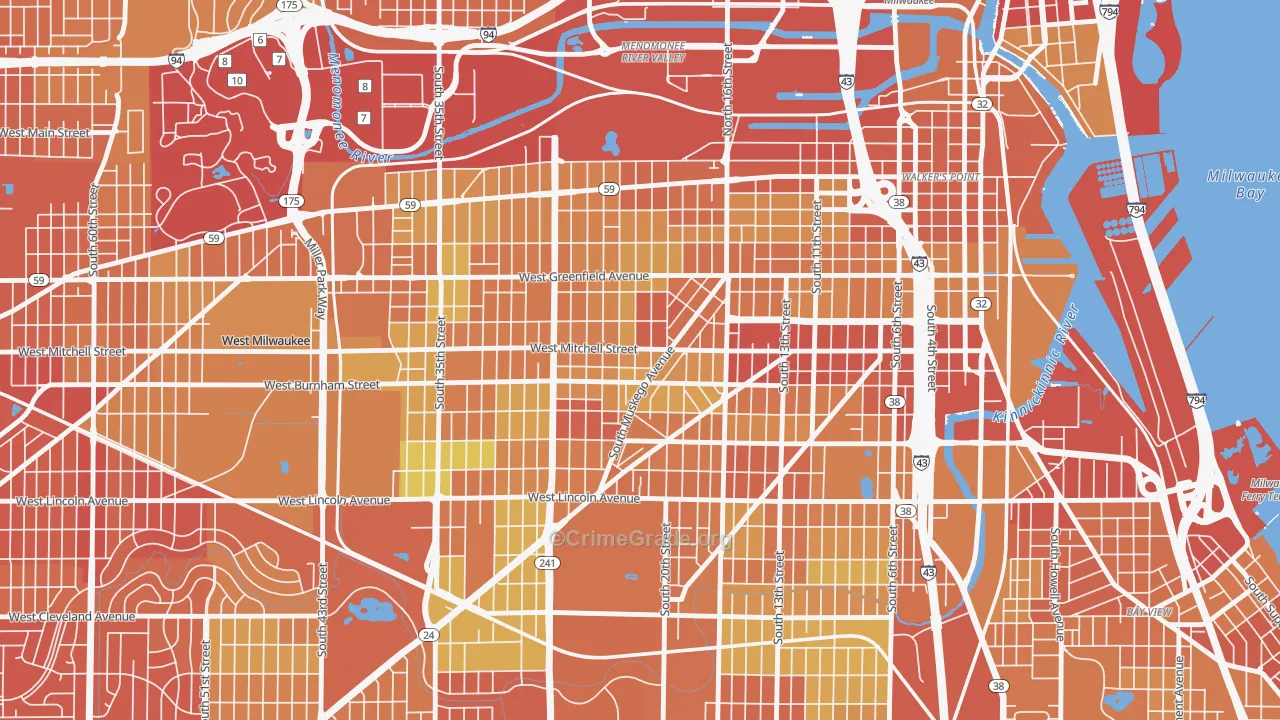 Muskego Way, Milwaukee, WI Map of Drug-Related Crime Rates