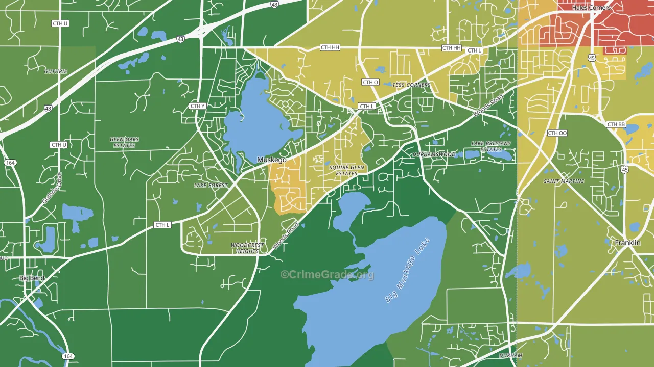 Muskego, WI Map of Drug-Related Crime Rates