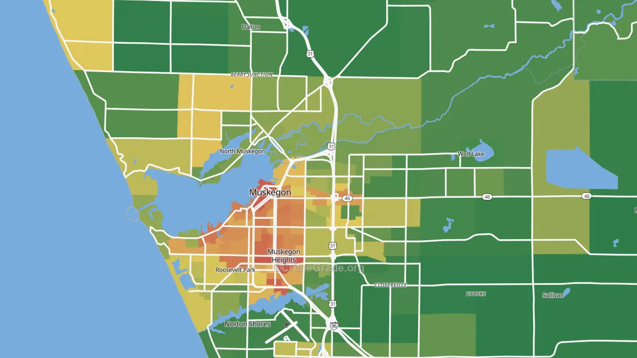 Muskegon County, MI Map of Drug-Related Crime Rates