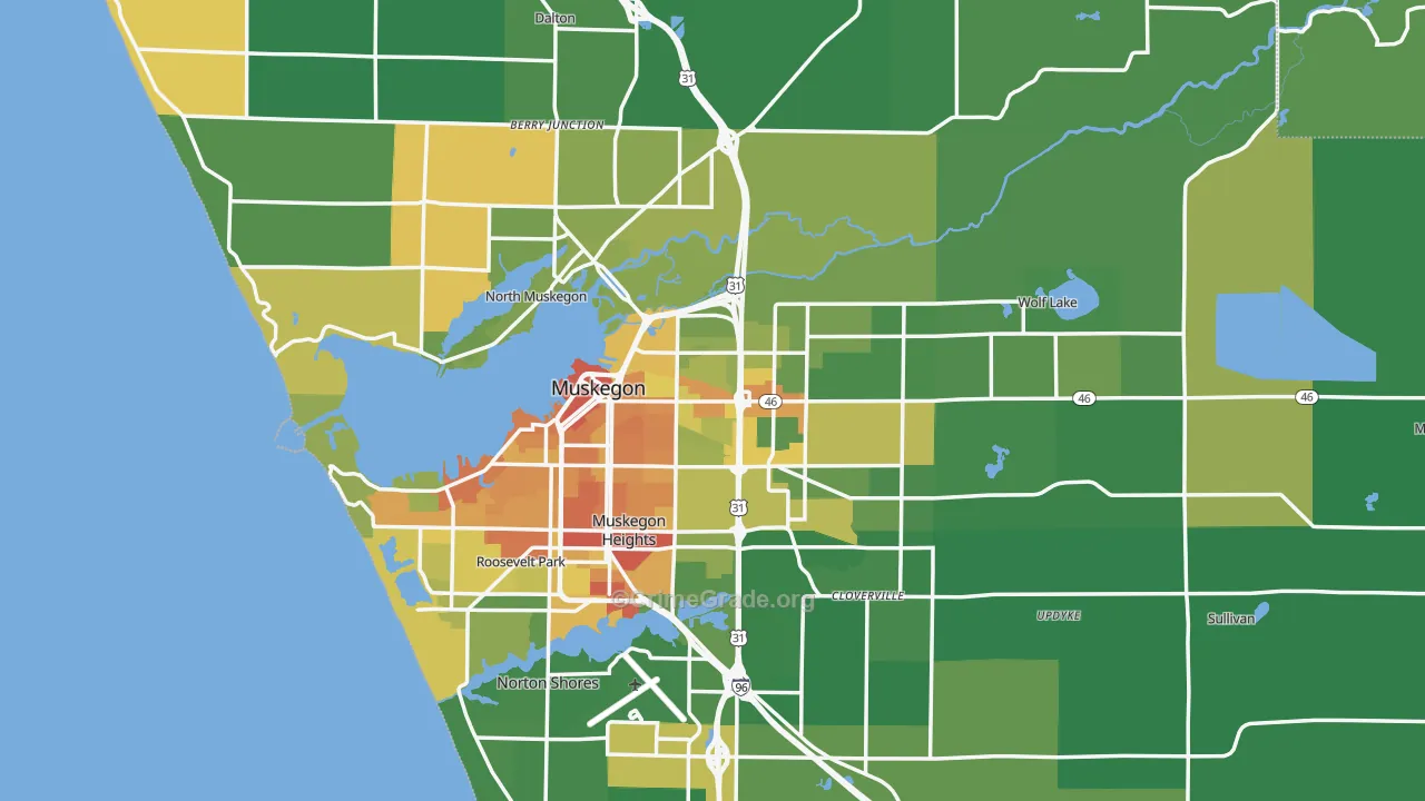 Muskegon, MI Map of Drug-Related Crime Rates