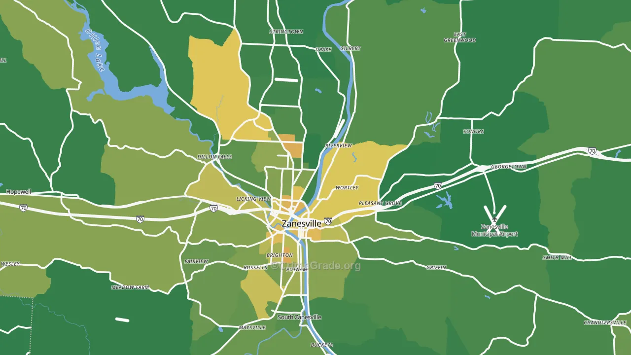 Muskingum County, OH Map of Drug-Related Crime Rates