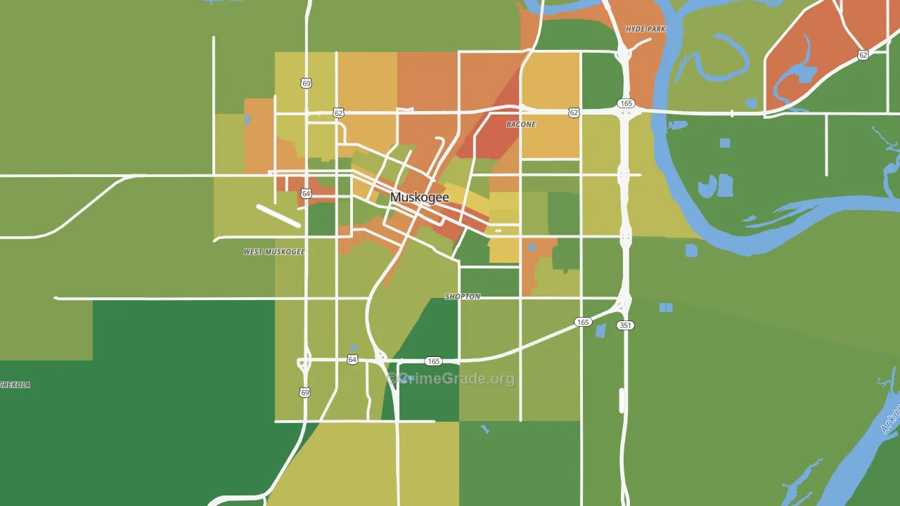 Muskogee, OK Map of Drug-Related Crime Rates