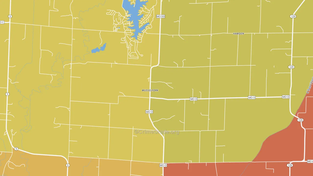 Musselfork, MO Map of Drug-Related Crime Rates