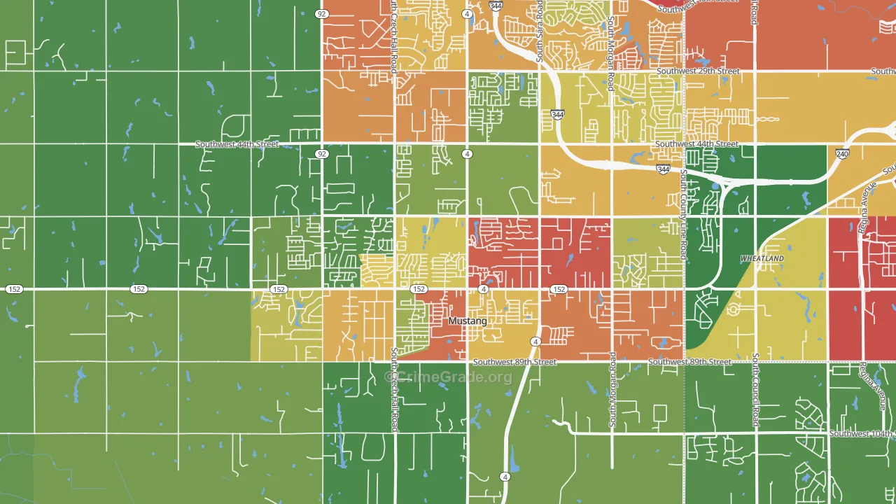 Mustang, OK Map of Drug-Related Crime Rates