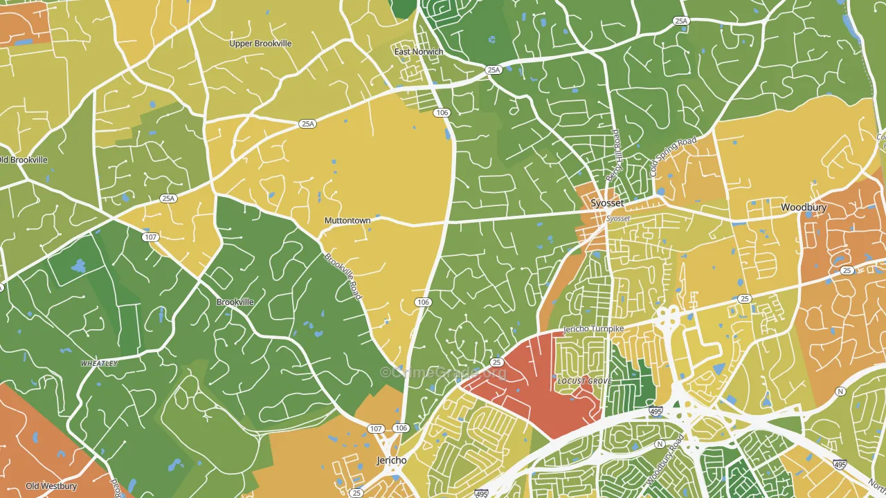 Muttontown, NY Map of Drug-Related Crime Rates