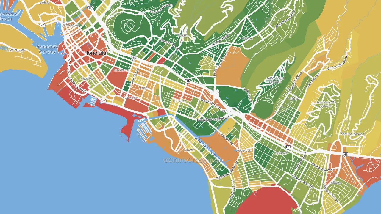 Mxcully-Moiliili, Honolulu, HI Map of Drug-Related Crime Rates
