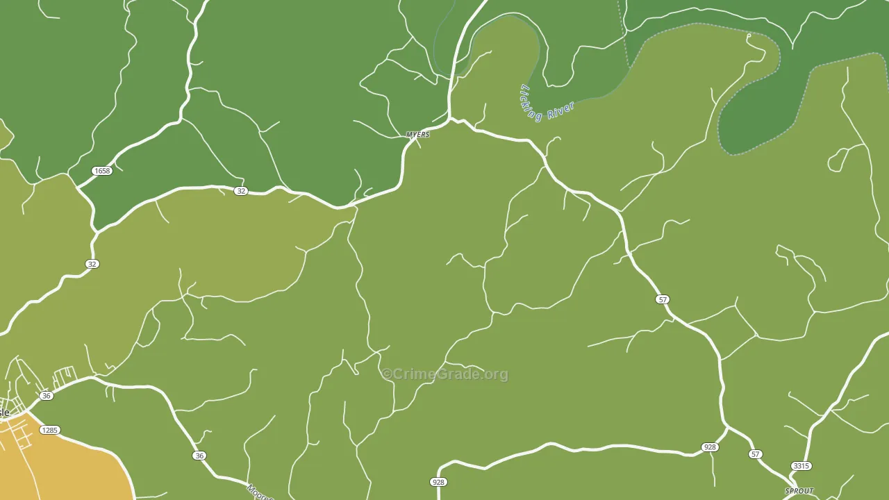 Myers, KY Map of Drug-Related Crime Rates