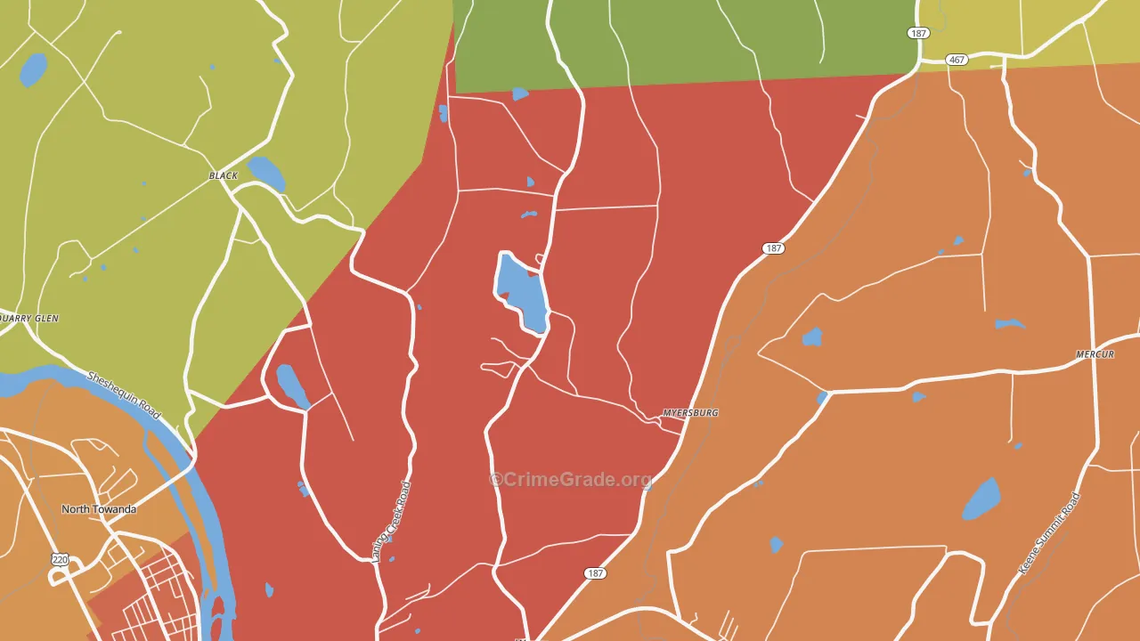 Myersburg, PA Map of Drug-Related Crime Rates