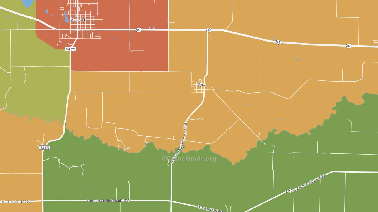 Myra, TX Map of Drug-Related Crime Rates