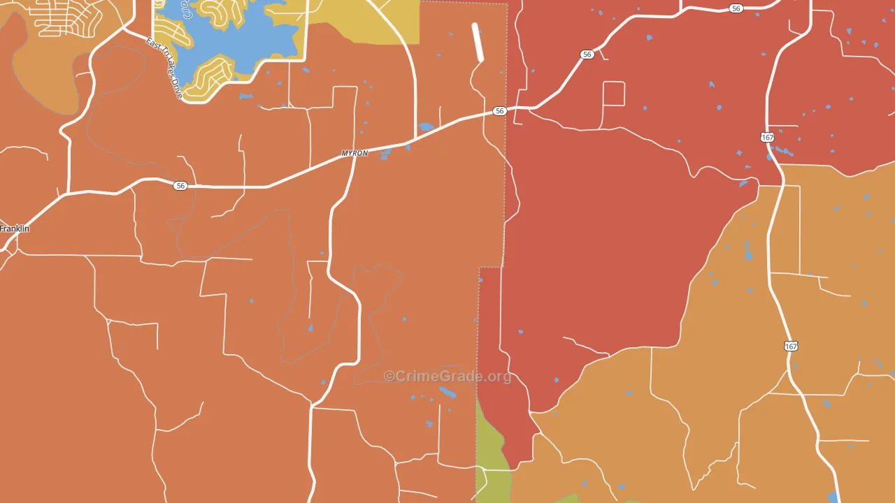 Myron, AR Map of Drug-Related Crime Rates