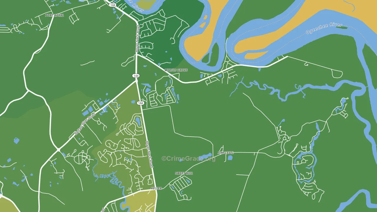 Myrtle Grove, GA Map of Drug-Related Crime Rates
