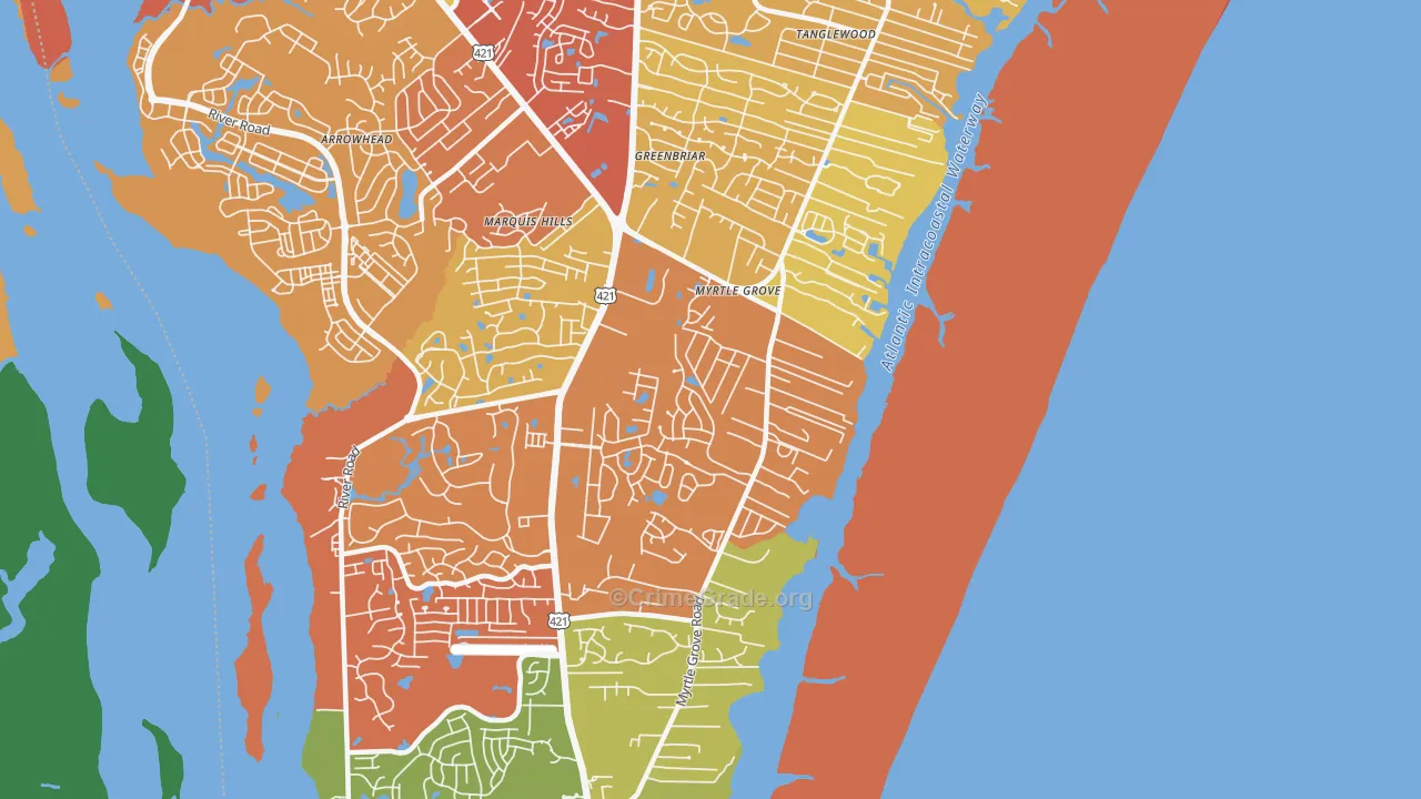 Myrtle Grove, NC Map of Drug-Related Crime Rates